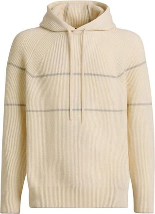 Kiton Kasjmier Geribbelde Hoodie - Heren - Cashmere truien - Beige - L - Kasjmier - Truien & Vesten