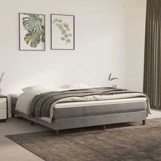 Berkfield Home Box Spring Bed Frame Light Grey 180x200cm Super King Velvet