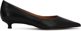 Kazar Zwarte damespumps met lage kittenhak - Dames - Pumps - Zwart - 36 EU - Leer - Schoenen