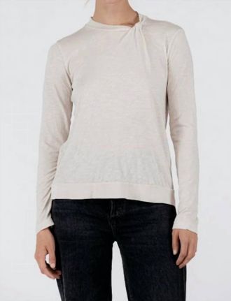 Stateside Slub Jersey Long Sleeve Twist Mock Neck Top In Stone
