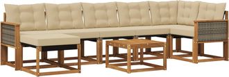 vidaXL Conjunto De Sof&aacute;s De Exterior 8 Uds. Natural Y Beige Vidaxl