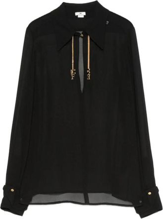 Elisabetta Franchi Shirt - Dames - Overhemden - Zwart - M - Nylon - Overhemden