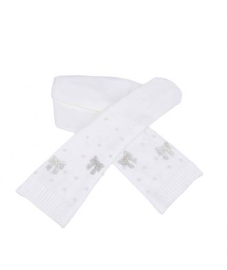 Bari Lynn Pearl And Crystal Bow Scarf In White