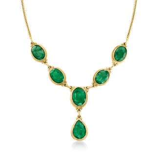 Ross-Simons Emerald Y-Necklace in 18kt Gold Over Sterling