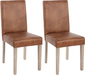 Hhg [nunca Usado] Lote De 2 Sillas De Comedor Littau, Silla Silla De Cocina, Textil, Imitaci&oacute;n Ante, Patas Estructura - Roble