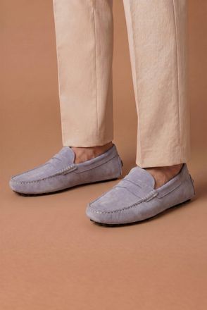 D'Arienzo Mocassino in camoscio grigio perla da uomo DArienzo, Seleziona Taglia ITA 40, Colore Grigio