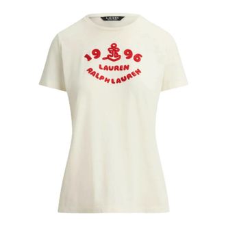 Ralph Lauren T-Shirts, female, Beige, Size: S Knit T-Shirt Cotton Jersey