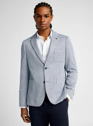 Soul of London Mens Navy houndstooth knit jacket