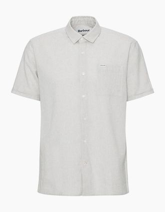Barbour Mens Barbour Nelson Linen Short Sleeve Shirt - Cream - Size: 38/Regular