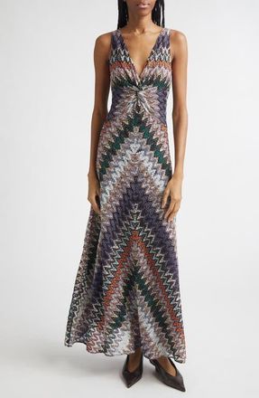 Missoni Metallic Zigzag Raschel Knit Dress in Grey/Black Multi at Nordstrom, Size 10 Us