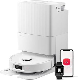 Roborock Qv 35s Robot Aspirador, Succi&oacute;n Hyperforce De 10000 Pa Con Base Multifuncional, Cepillos Dobles Antienredos, 2 Mopas Giratorias Elevaci&oacute;n Autom&aacute;tica D