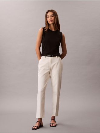 Calvin Klein Womens Cotton Stretch Straight Fit Chino Pants - White - 10
