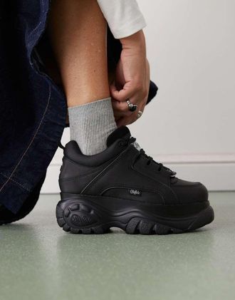 Buffalo Sneakers nere con suola spessa-Nero