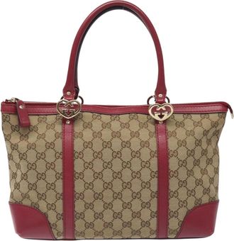 Gucci Lovely Beige Canvas Handbag (Pre-Owned)