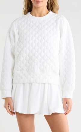 Zella Retreat Quilted Crewneck Sweatshirt in White at Nordstrom Rack, Size X-Small