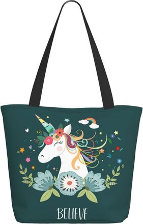 AOOEDM Floral Unicorns Ladies Shopping Bag 13x11x7in.The Perfect ValentineS Day Gift.It Is The Best ValentineS Day Gift For Mom, Daughter, Wife,Etc