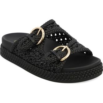 Mia Braided Buckle Strap Platform Sandal in Black at Nordstrom, Size 8.5