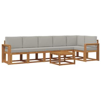 vidaXL Conjunto De Sof&aacute;s De Exterior 7 Pcs Gris Natural Y Claro Vidaxl