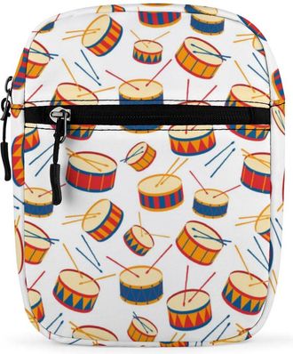 Generic Drum Pattern Crossbody Bag Adjustable Satchel Cute Shoulder Bag Lightweight Sling Bags