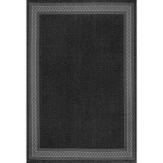Jonathan Y Designs Lucia Classic Diamond Border Indoor/Outdoor Area Rug in Black/gray at Nordstrom, Size 2Ft 0In X 8Ft 0In