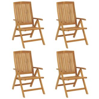 vidaXL Sillas Plegables Reclinables, 4 Unidades, Madera Maciza De Teca. Vidaxl