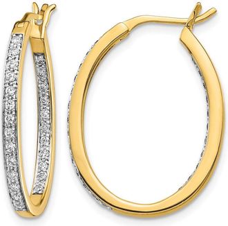 Diamond2Deal 14k Gold 1/2 Ct Lab Grown Diamond In and Out Hoop Earrings