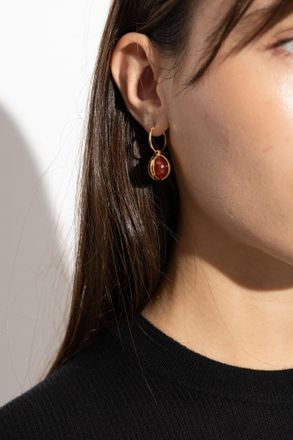 Jil Sander Brass Earrings With Stone, Womens, Gold