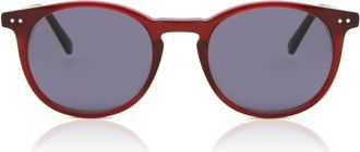 SmartBuy Collection Round Full Rim Plastic Mens Sunglasses Red Size 47 - Free Lenses - SmartBuy Collection