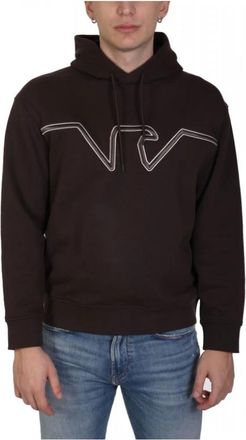 Emporio Armani Hooded Jersey Sweatshirt met Domed Logo in Reli&euml;f - Heren - Hoodies - Zwart - M - Katoen - Hoodies & sweatvesten