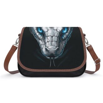 Generic Angry Snake with Blue Eyes Crossbody Bags for Women Fashion Leather Shoulder Handbags With Adjustable Strap
