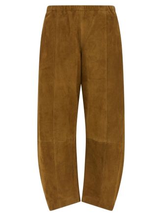 Khaite Brown Leather Womens Pants