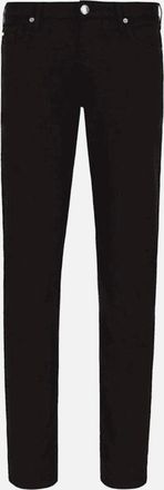 Emporio Armani Mens J06 Black Slim Fit Gabardine Jeans
