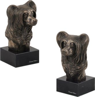 OEM Crestado Chino - Estatuilla De Perro, Busto Sobre Base De Piedra, Escultura, Trofeo Para Exposici&oacute;n Canina De Art-dog