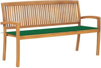 vidaXL Vidaxl - Banco De Jard&iacute;n Apilable Con Coj&iacute;n Madera Maciza Teca 159 Cm