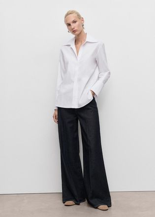 Mango Camicia con revers e chiusura nascosta bianco sporco - Donna - XL - MANGO