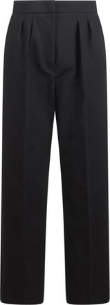 Max Mara High Waist Slim Wool Broeken - Dames - Straight fit broeken - Zwart - 2XS - Leer - Broeken