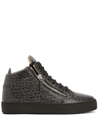 Giuseppe Zanotti Kriss monogram-print mid-top sneakers - men - Rubber/Fabric/Fabric - 39 - Black