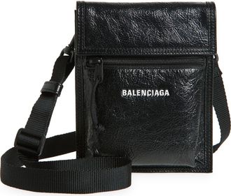 Balenciaga Leather Explorer Pouch in 1090 Black at Nordstrom