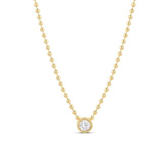 SHYMI Bezel Round Pendant Ball Chain Necklace - 18k Gold-Filled, Rhodium - Plated, Cubic Zirconia, Adjustable Chain