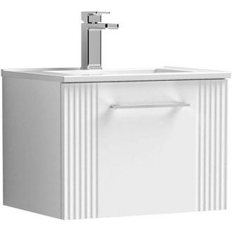 Nuie Nuie - Deco Wall Hung 1-Drawer Vanity Unit with Basin-2 500mm Wide - Satin White