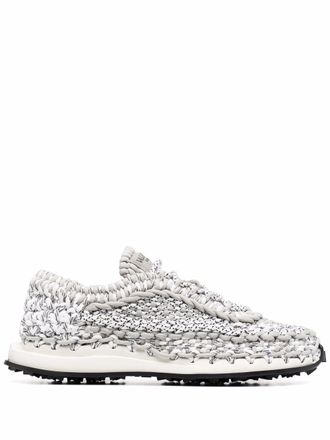 Valentino Garavani crochet low-top sneakers - men - Calf Leather/Goat Skin/Polyester/Rubber/Calf Leather - 44.5 - Grey