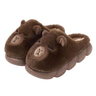 Generic Capybara Plush Slippers for Kids, Winter Animal House Slides, Soft Warm Shoes for Indoor Outdoor (Brown, UK child, Little Kid, 12.5, Numeric Range, UK