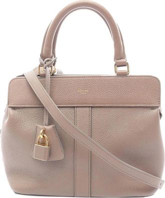Celine Pre-owned Handbags, female, Brown, Size: ONE SIZE Pre-owned Vintage Leather Top Handle Bag with Padlock Detail