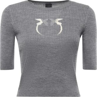 Pinko T-shirt verfraaid met logo - Grijs