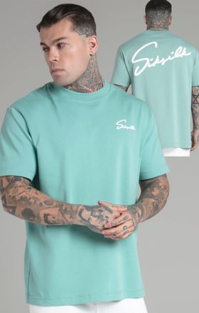Siksilk Camiseta con gui&oacute;n verde para hombre SikSilk S