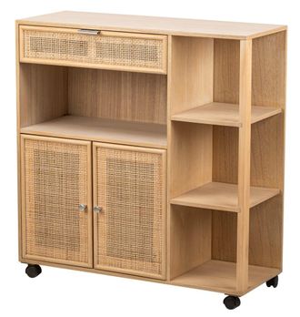 Nordlys Carro de servicio en madera y rat&aacute;n marr&oacute;n