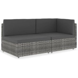 vidaXL Vidaxl - Divano Modulare a 2 Posti in Polyrattan Grigio