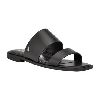 Calvin Klein Womens Mellac Flat Sandal, Black 001, 2 UK