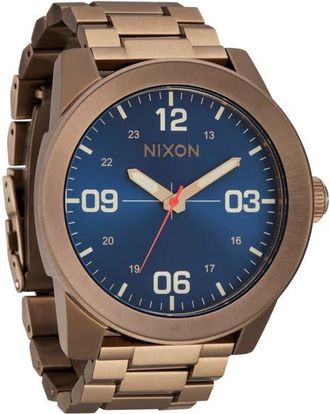 Nixon The Corporal Bracelet Watch, 48mm in Desert Gold /Arles Blue at Nordstrom