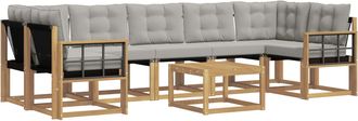 vidaXL Conjunto De Sof&aacute;s De Exterior 8 Uds. Blanco Y Gris Claro Vidaxl